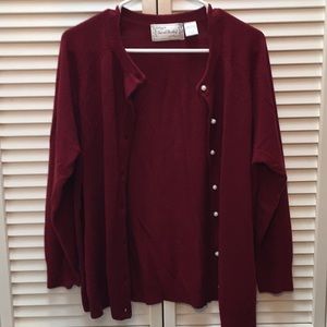Sarah Bentley maroon cardigan sweater